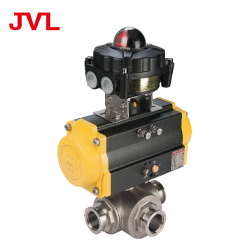 Gas , liquid 4 inch flange pneumatic three-way ball valve